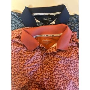 Walter Hagen Performance Golf Polo Shirts Lot of 2 Floral Navy Orange Mens Large